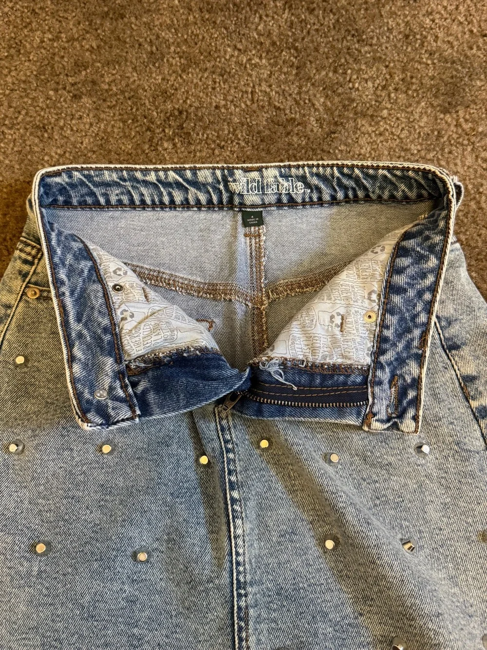 Wild Fable Studded Denim Mini Skirt Size 4